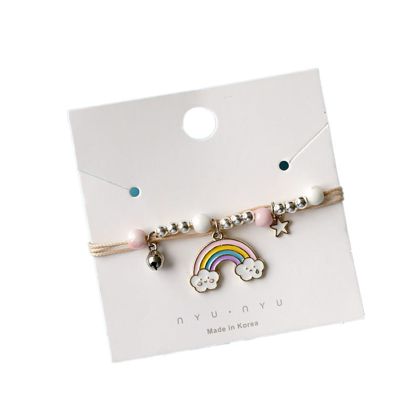 Damen-Armbänder aus gewebter Keramik mit Regenbogen-Cartoon-Schmuck und Freundinnen