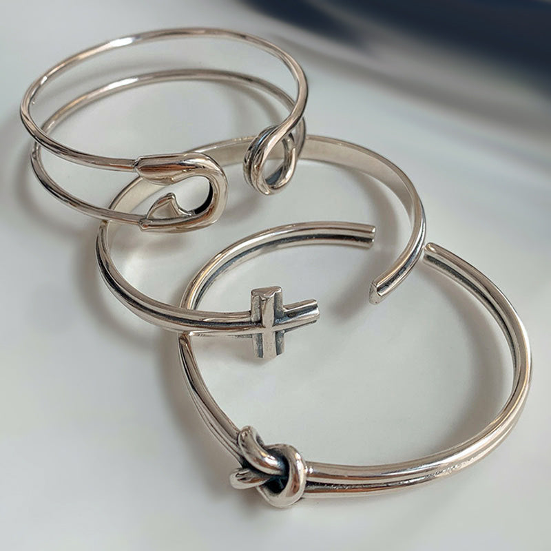 Style Combination Disco Fashion Sier Plated Vintage Cross Bracelets