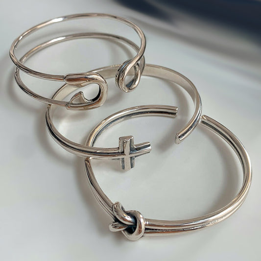 Style Combination Disco Fashion Sier Plated Vintage Cross Bracelets