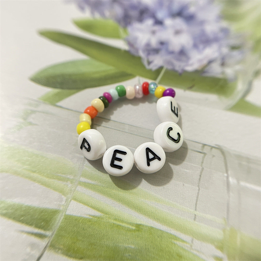 Bead Flower Colorful Woven Small Index Finger Female Rings