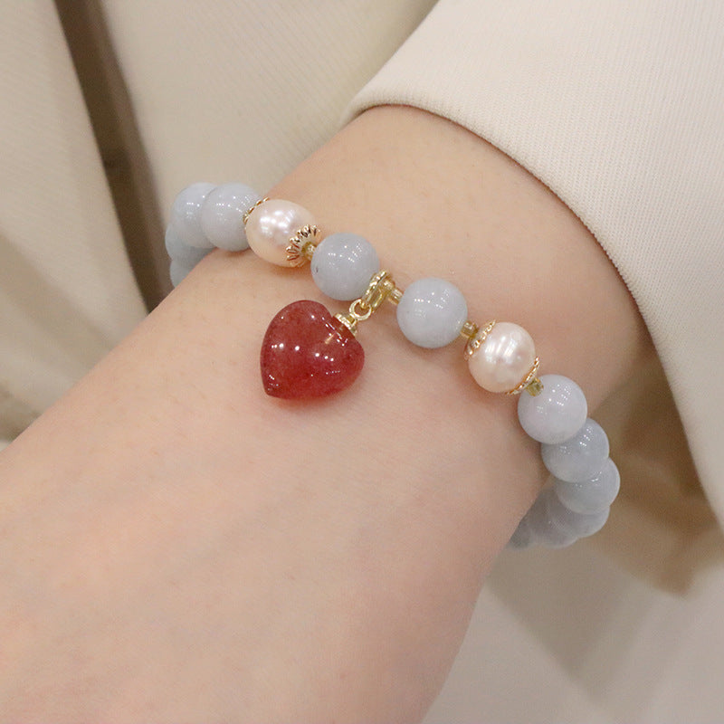 Women's Natural Crystal Fresh Gold-plated Aquamarine Chalcedony Bracelets