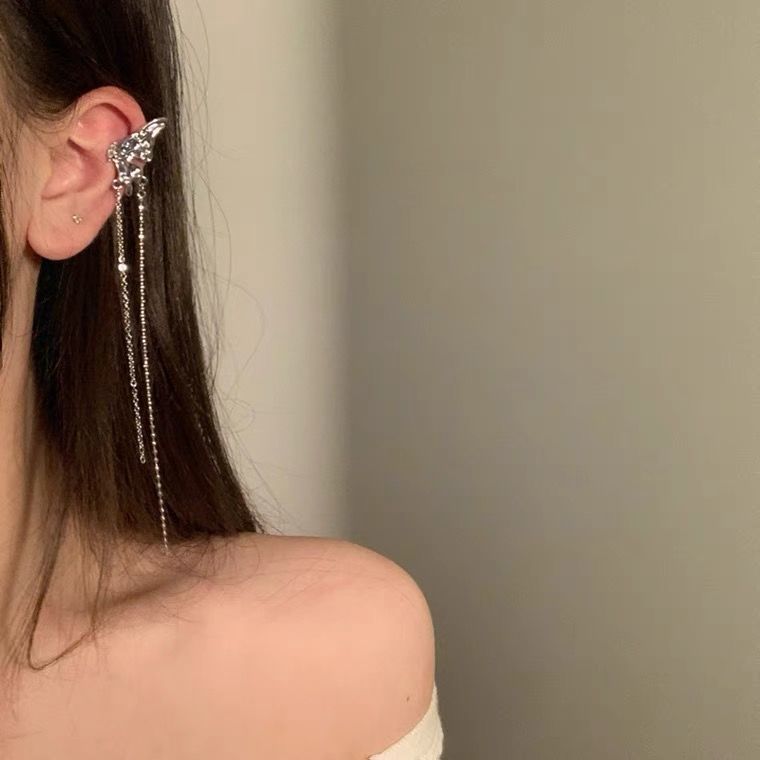 Fairy Elf Butterfly Female Earless Tassel Bone Earrings