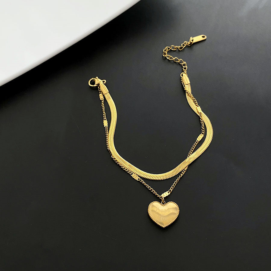 Bracelets à pendentif coeur en acier titane pour femmes, élégants et à la mode