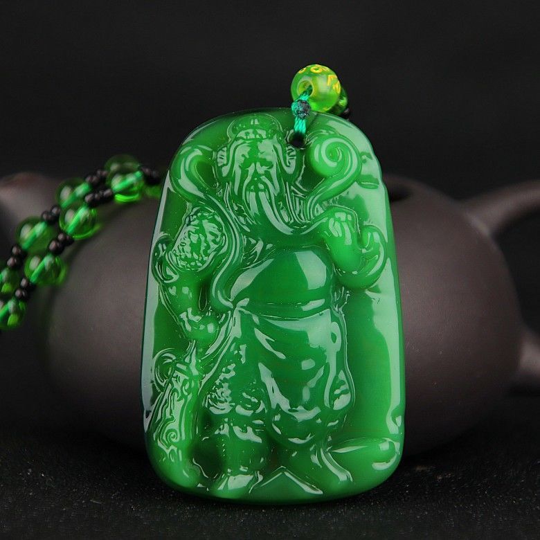 Green Jade Goddess Buddha Hand Maitreya Sweater Chain Safety Buckle Necklaces