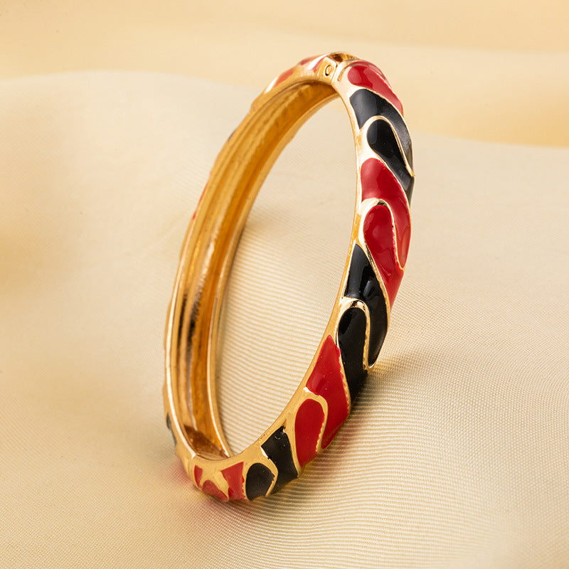 Chinese Enamel Gilding Colorful Dripping National Style Bracelet