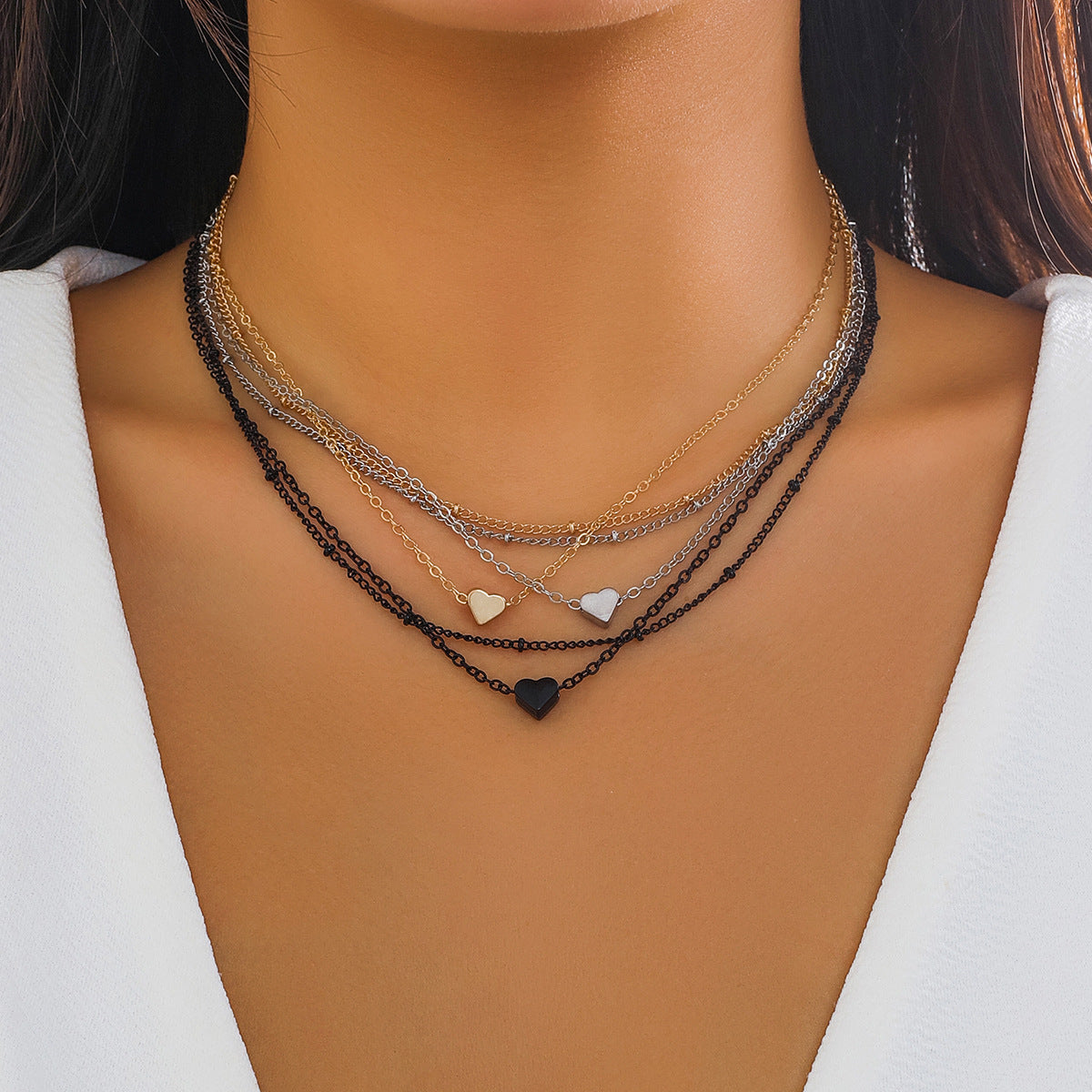 Women's Mixed Color Slim Chain Geometric Ball Necklaces