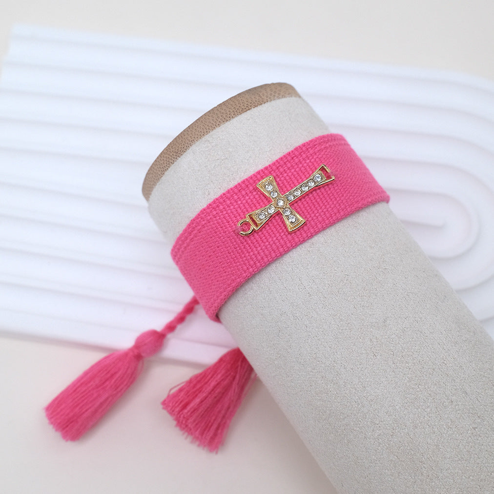 Cross Hand-woven Bohemian Embroidered Letter Wrist Bracelets