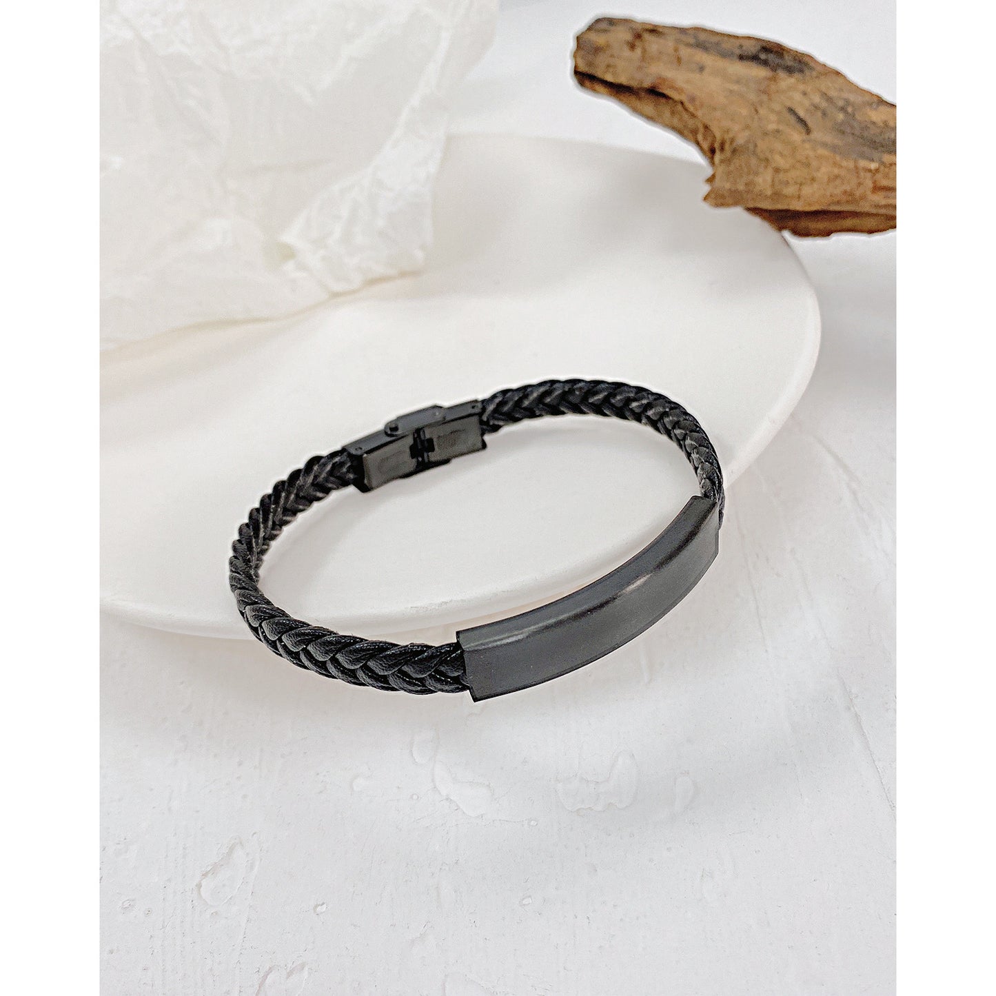 Accessoires pour hommes Bracelets de mode vintage en acier inoxydable noir