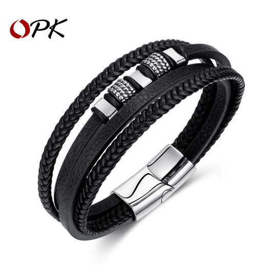 Men's Ornament Trendy Stainless Steel Magnetic Snap Personality Bracelets