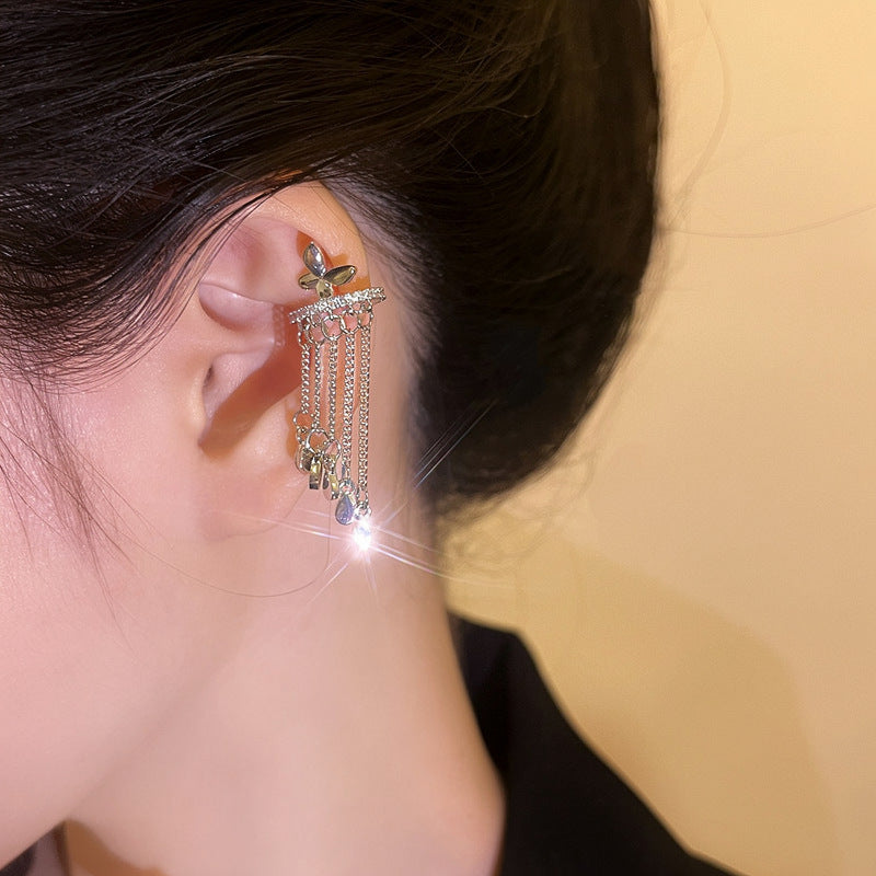 Round Tassel Bone French Vintage Court Style Light Ear Clip