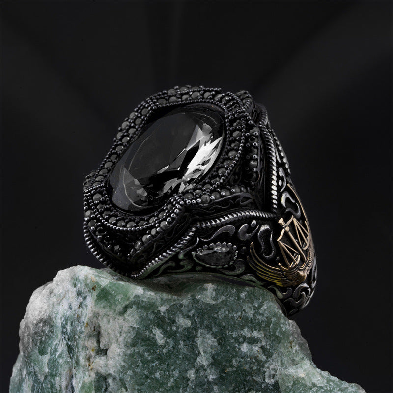 Men's Open Adjustable Copper Inlaid Fine Jewelry Rings