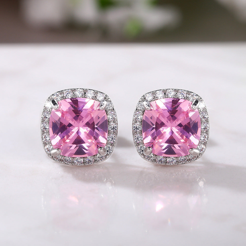 Creative Charming Shi Classic Square Zircon Earrings