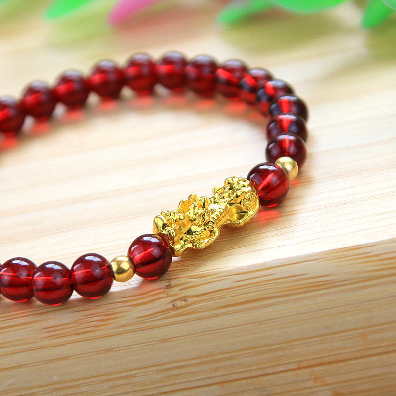 Women's Gold Imitation Golden Pi Garnet Gilt Bracelets