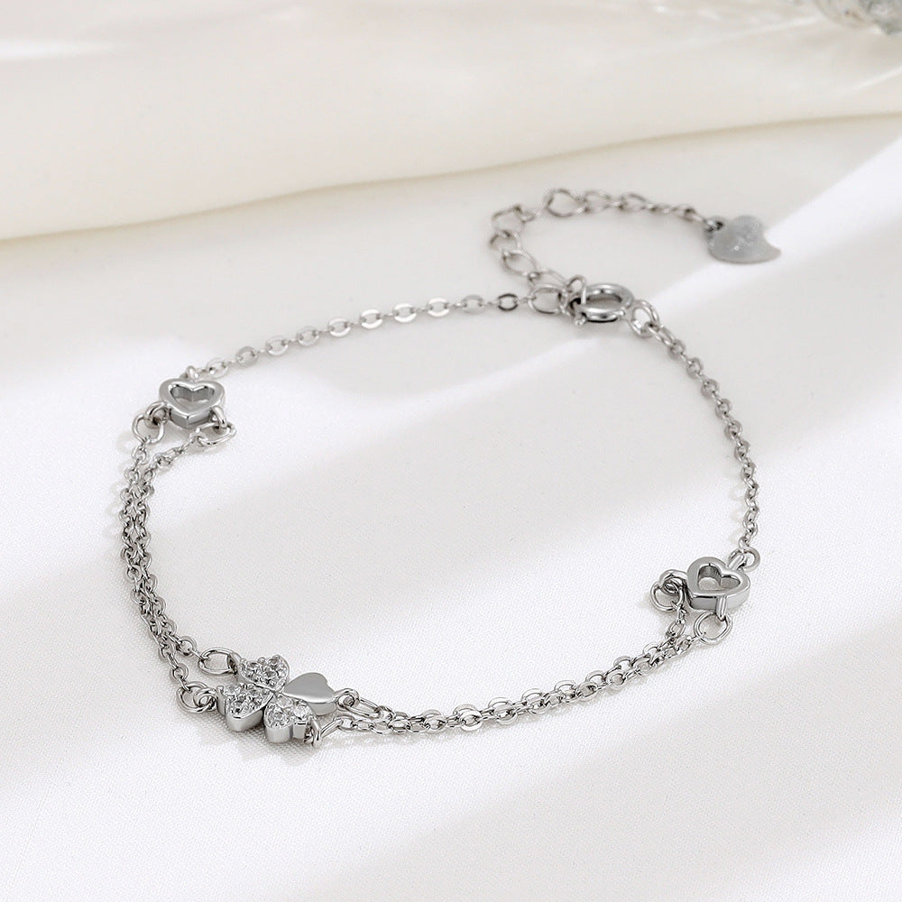 Bracelets de luxe légers en argent Sterling pour femmes, ornement de tempérament, trèfle