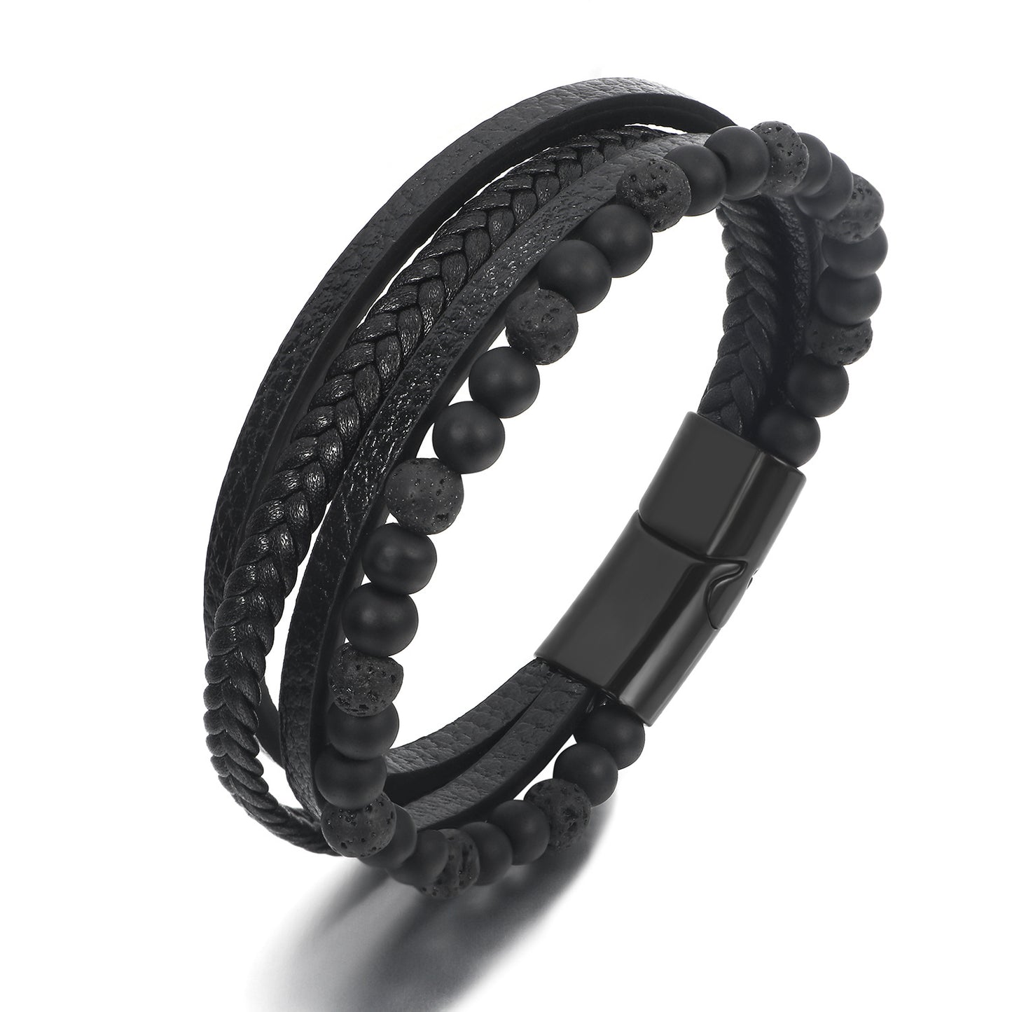 Men's Natural Tigereye Beaded Hand-woven Leather Bracelets