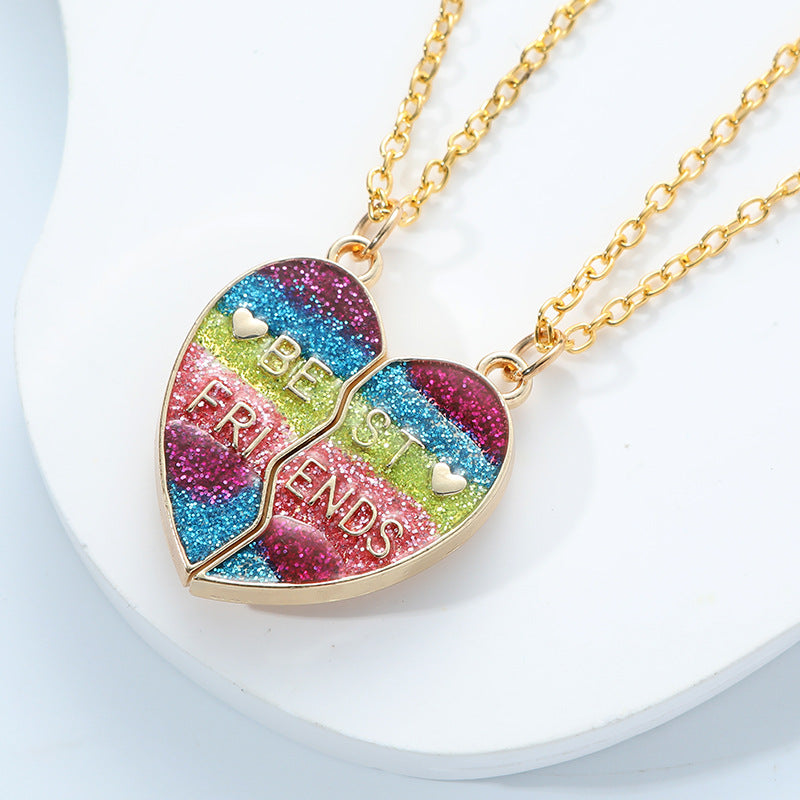 Letter Good Friend Magnetic Gradient Color Pendants