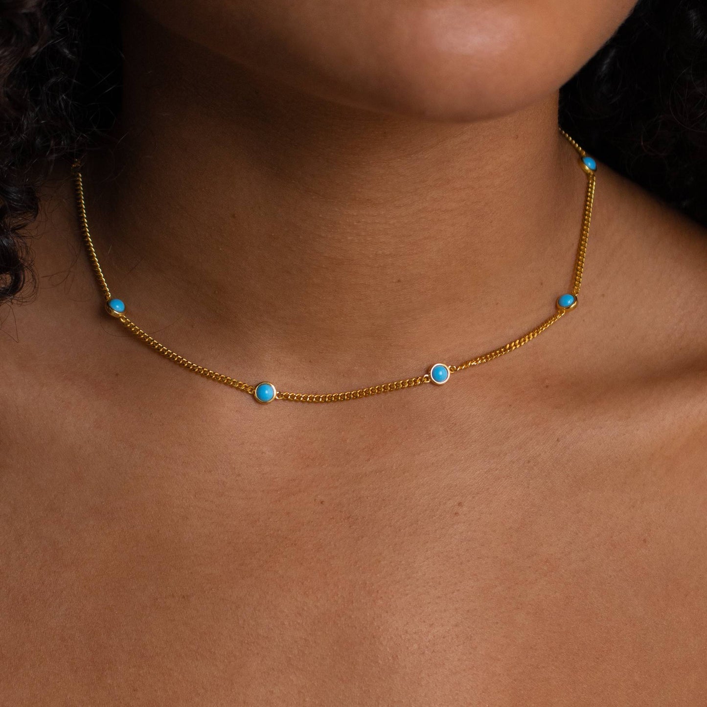 Multiple Natural Turquoise Clavicle Chains Fringed Necklaces