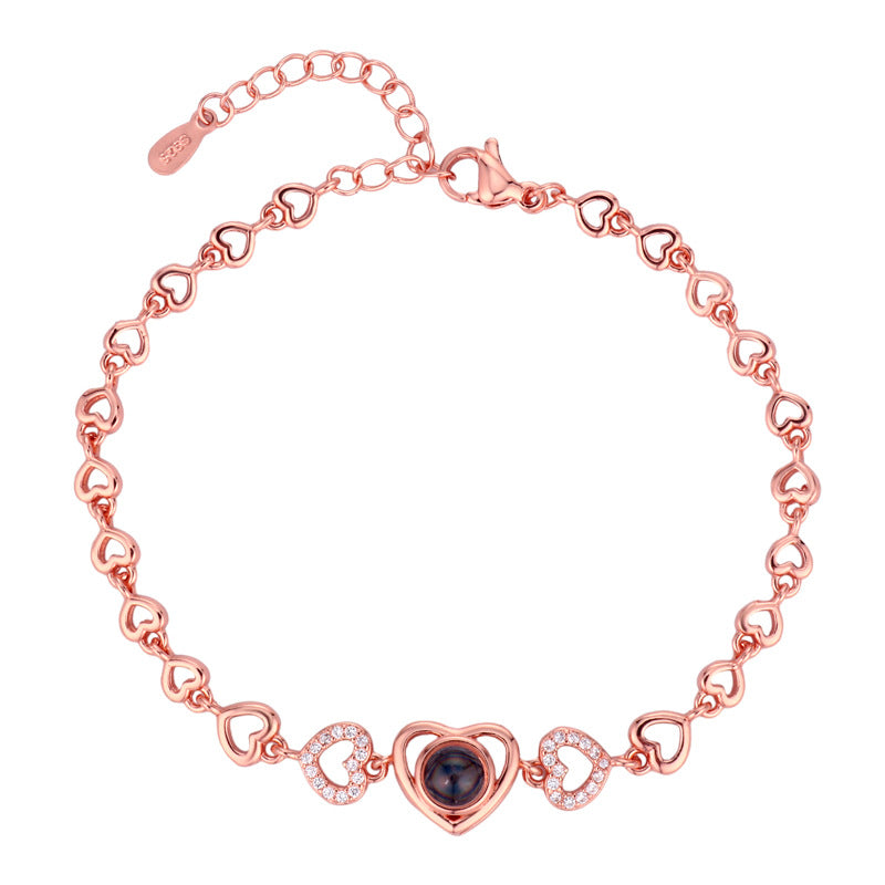 Projection Fashion Minority Design Zircon Heart-shaped Bracelets