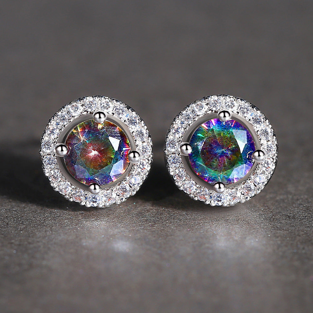 Korean Style Elegant Fashionable Colorful Zircon Earrings