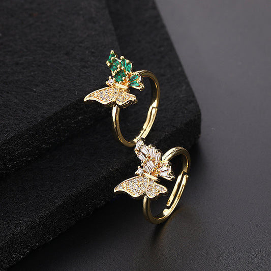 Women's Super Flash Zircon Trendy Butterfly Premium Rings