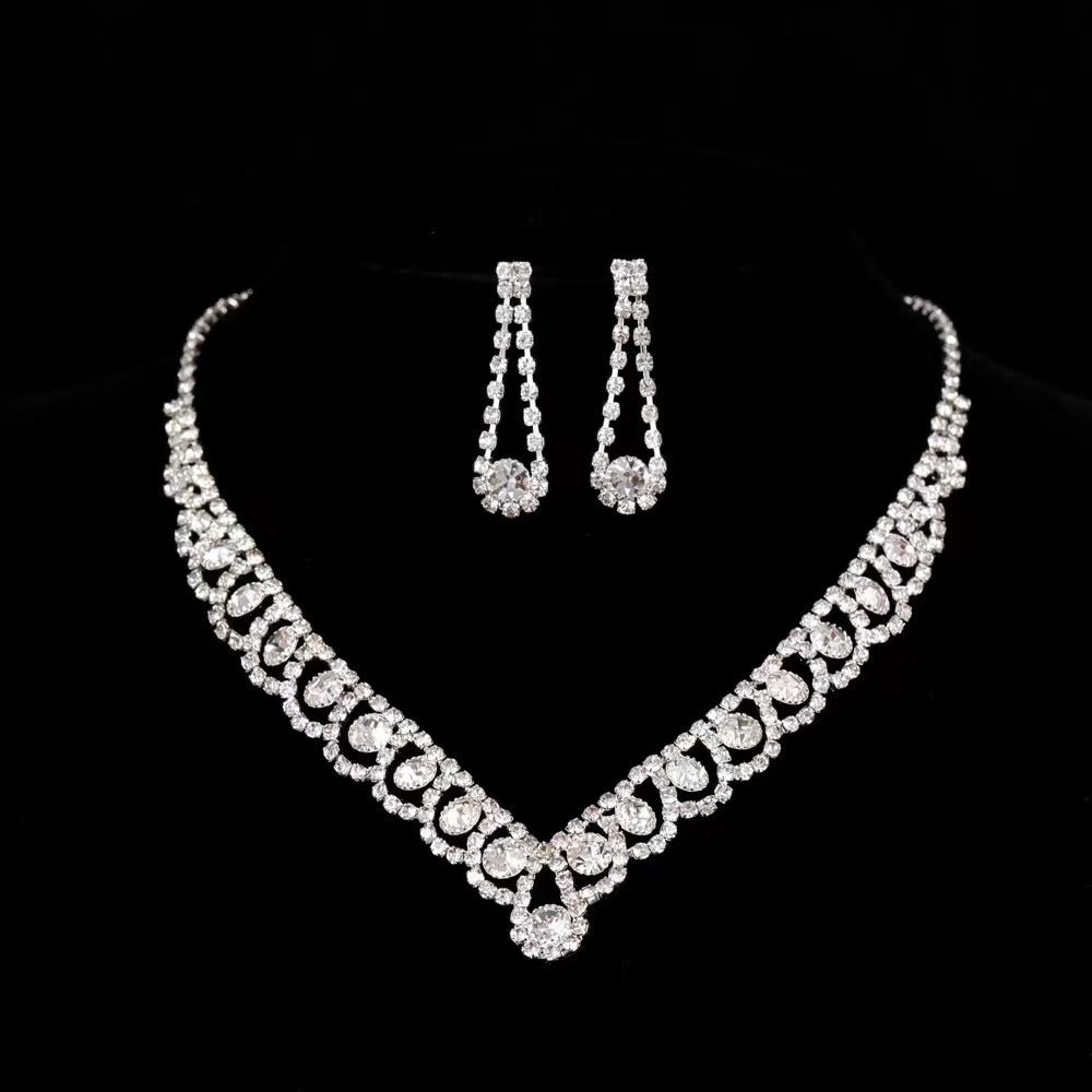 Emerald Claw Chain Rhinestone Simple Two-piece Design Bridal Necklaces