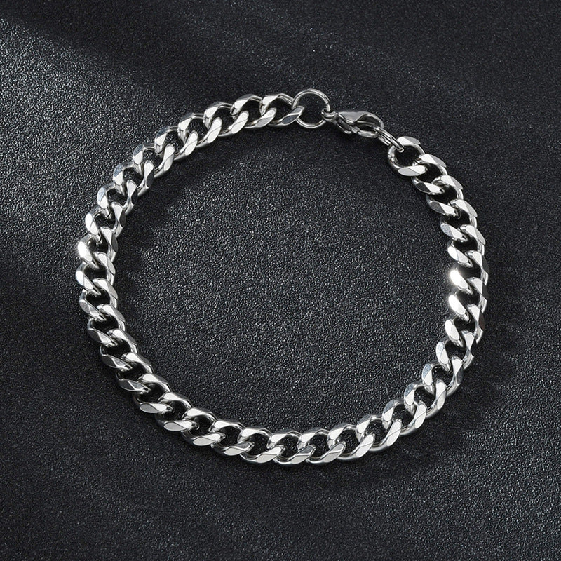 Grinding Six-sided Titanium Steel Personality Cuban Bracelets