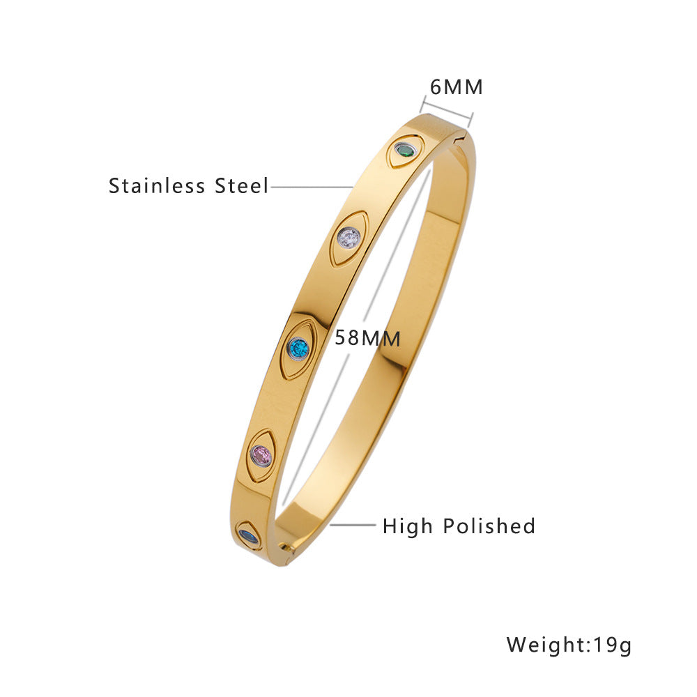Light Luxury Zircon Gold Titanium Steel Retro Fashion Stainless Bracelets