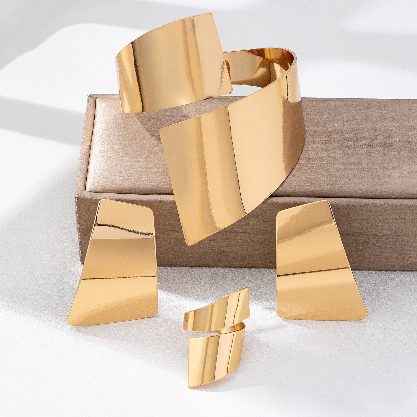 Exaggerated Geometry Gold-plated Ear Twin Wear Match Gift Jewelry Set