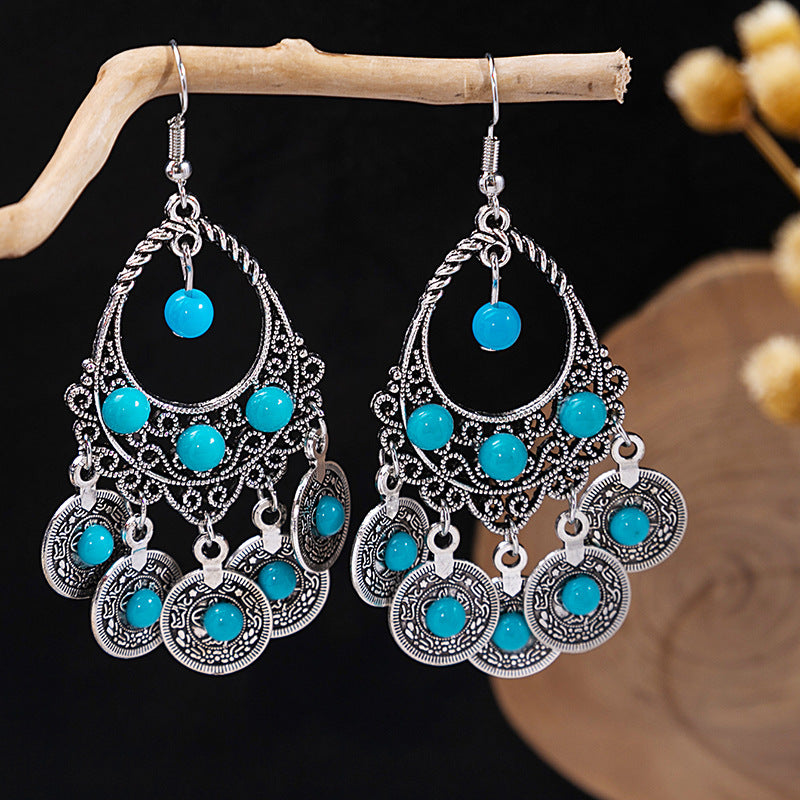 Tassel Turquoise Retro Minority Ethnic Style Earrings