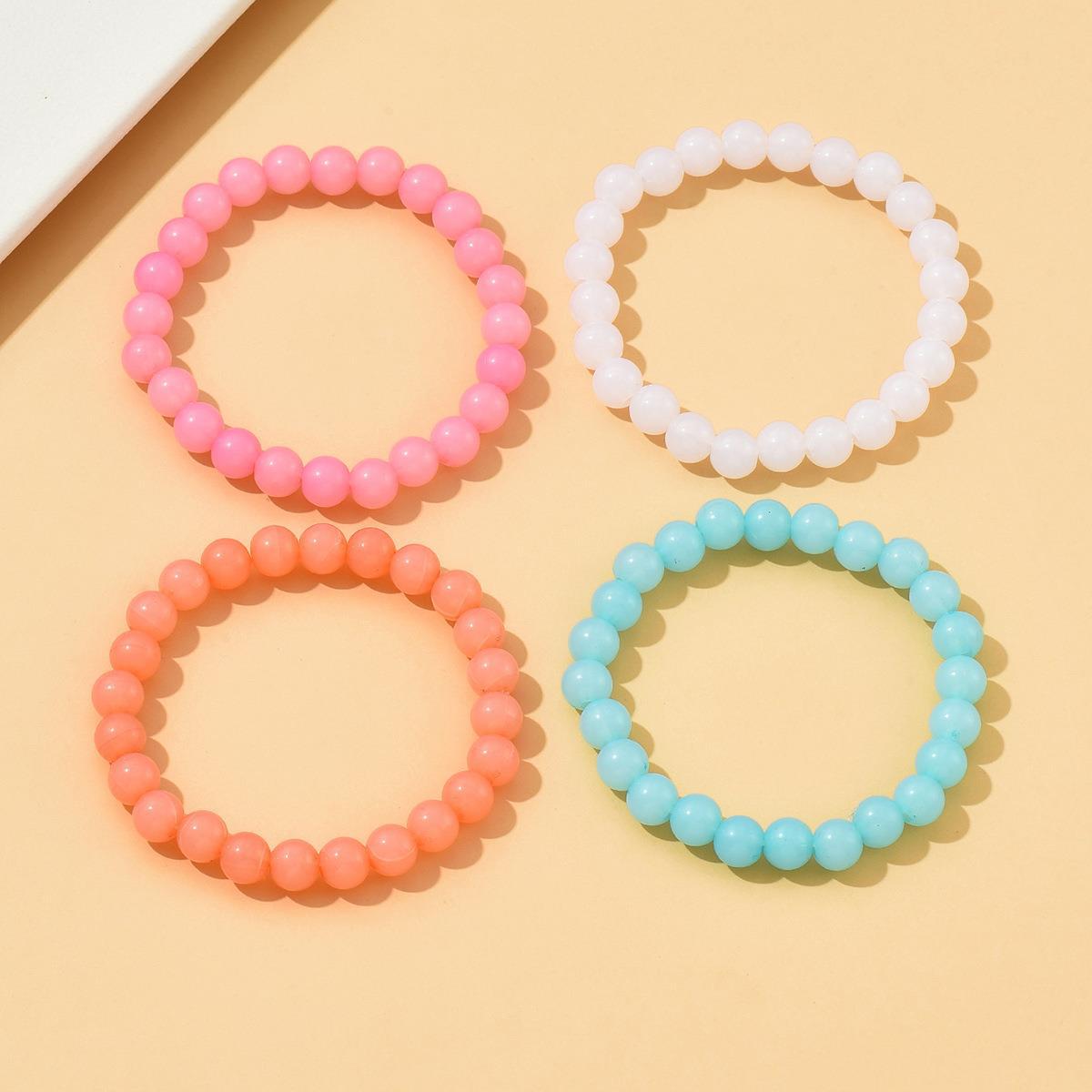 Fashion Simple Gradient Color Acrylic Beaded Bracelets