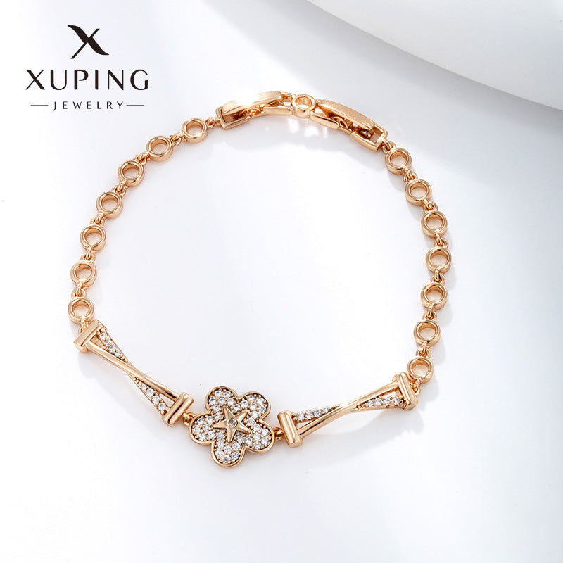 Gold Plated Alloy Inlaid Zirconium Flower High Sense Bracelets