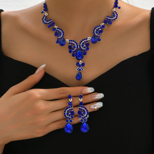 Women's Bridal Wedding Crystal Banquet Dress Party Alloy Ethnic Style Jewelry Set