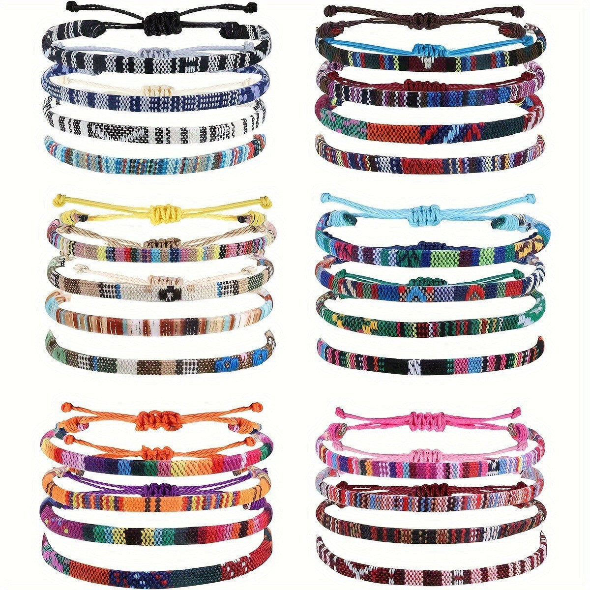 Summer Simple National Fashion Cord Beaded Rainbow Woven Bracelet