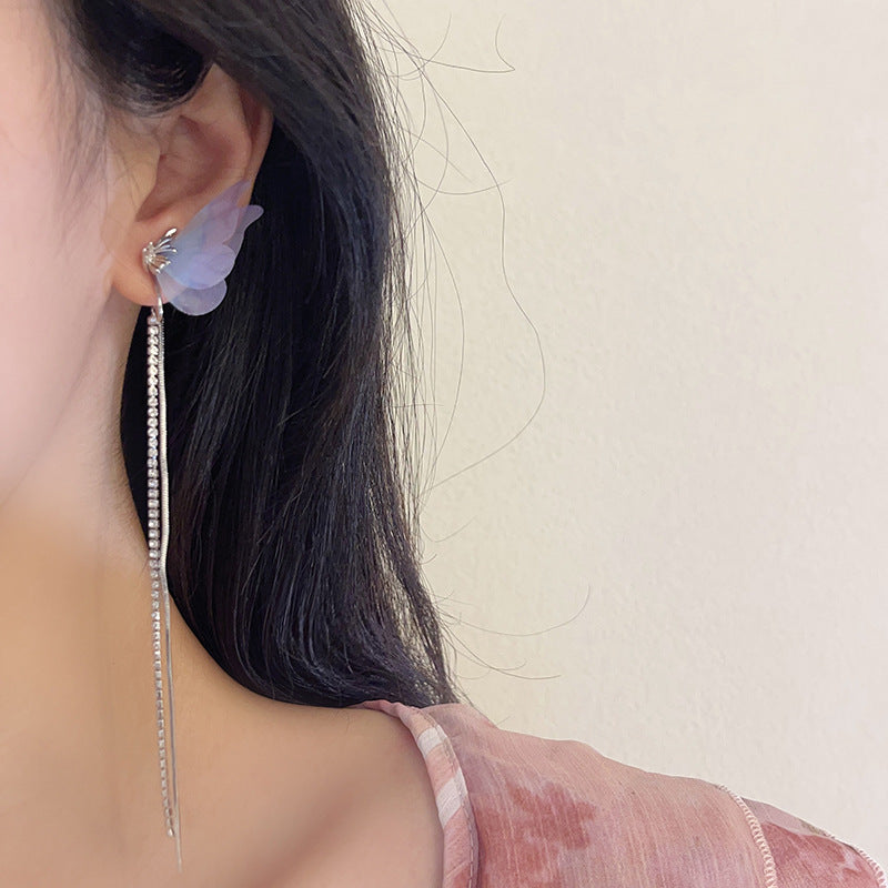 Fairy Gentle Gradient Butterfly Long Fringe Elegant High Sense Mosquito Ear Clip