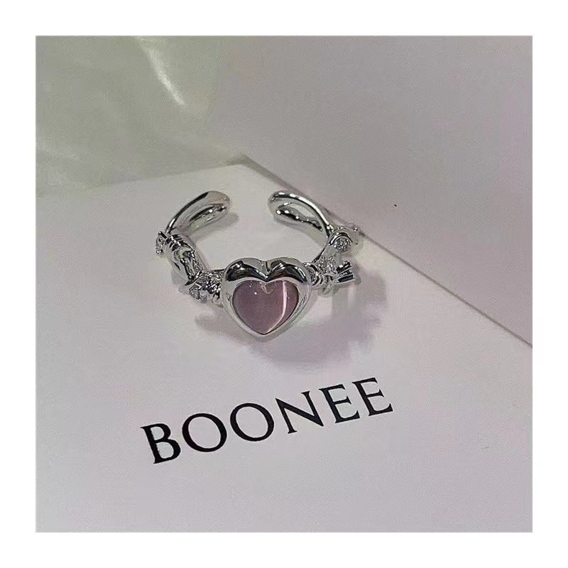 Women's Love Heart-shaped Design High-grade Fashion Peach Heart Rings