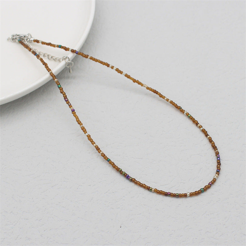 Korean Style Bohemia Khaki Beaded Bead Sweet Necklaces