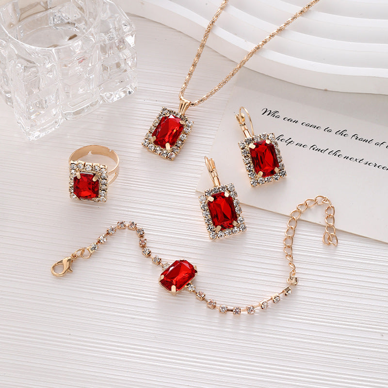 Women's Rhinestone Fashion Diamond Geometric Square Bridal Earrings