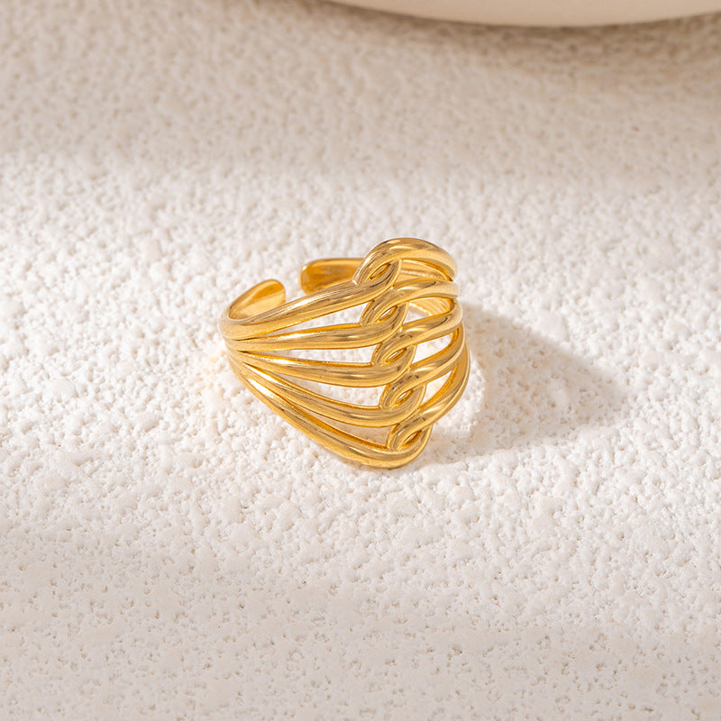 Fashionable Elegant Stainless Steel Leaf Female Style Hip Ring