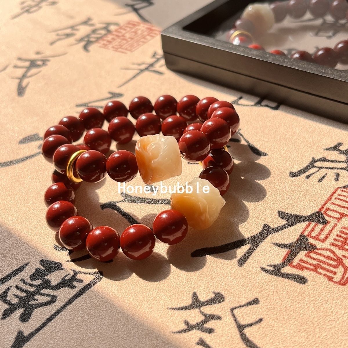 Lucky Caramel Bodhi Original Jade Colors Red Cinnabar For Bracelet