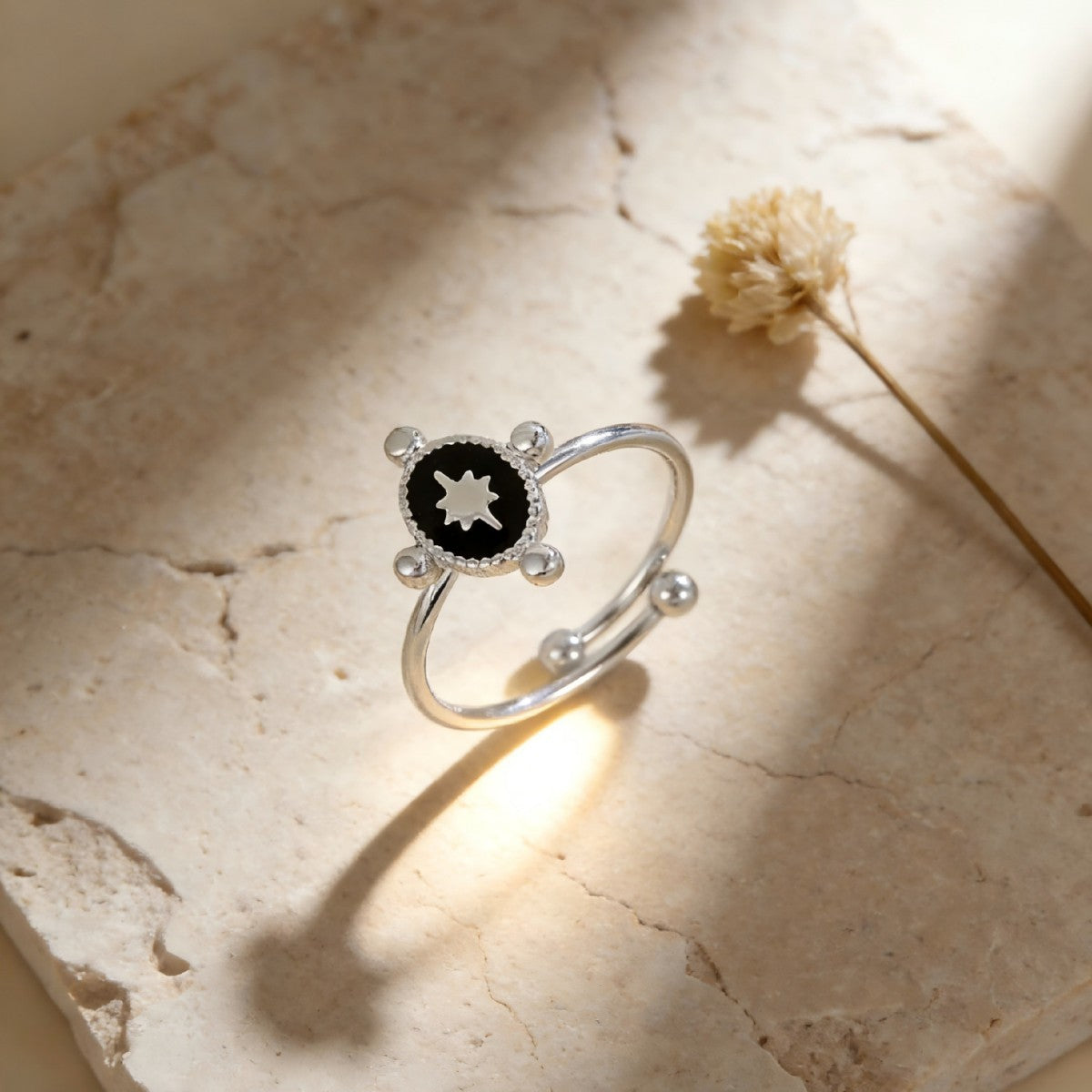French Retro Asterism Open Light Luxury Minority Ring