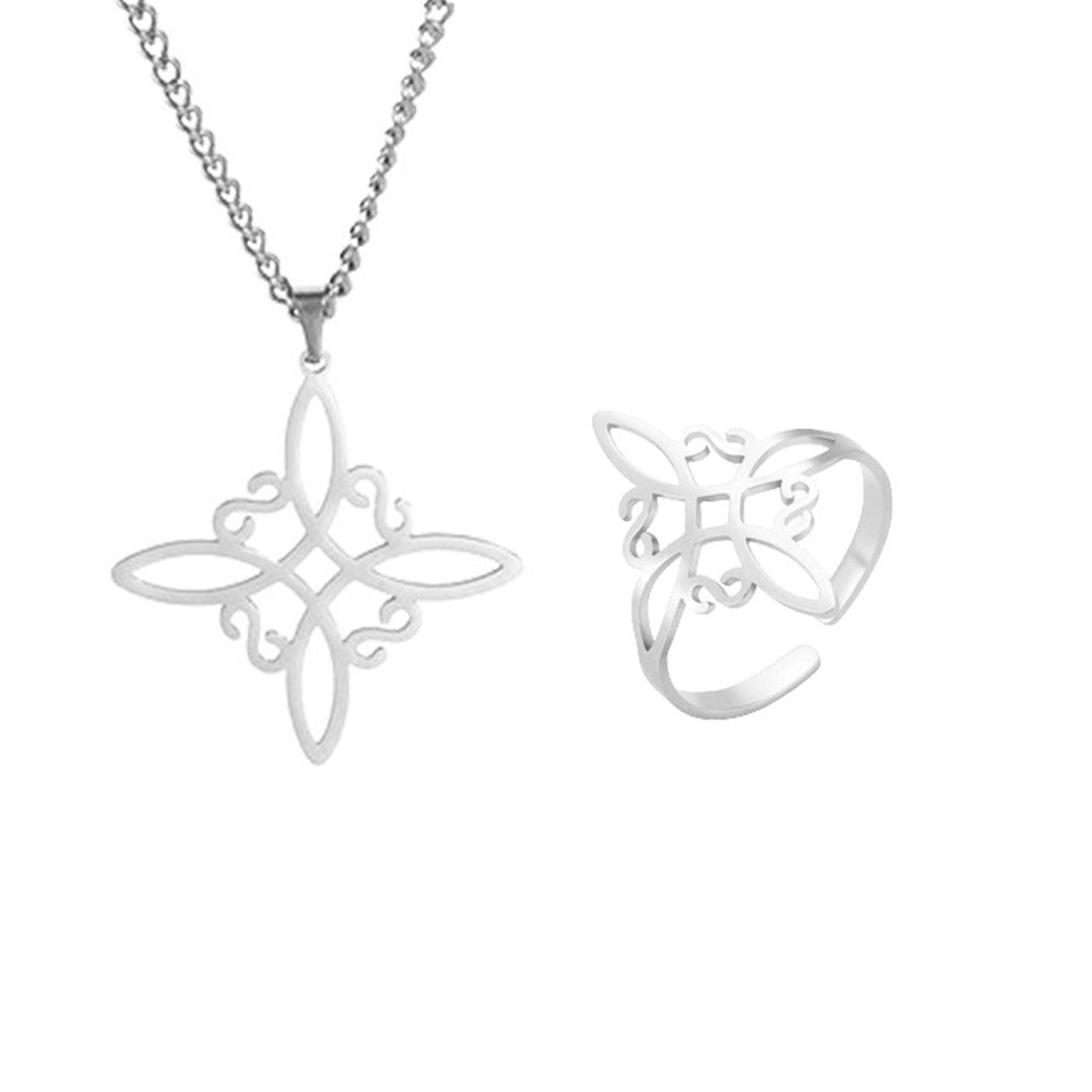 Witch Knot S-shaped Cut Stainless Steel Jewelry Set