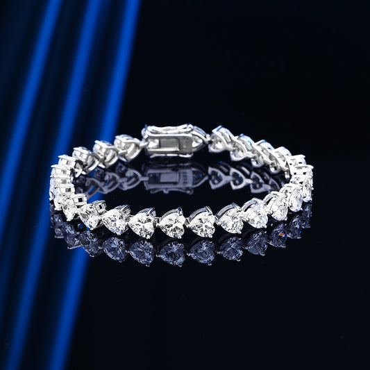 Damen-Herz-Armbänder aus Sterlingsilber, schlicht, modisch, trendig