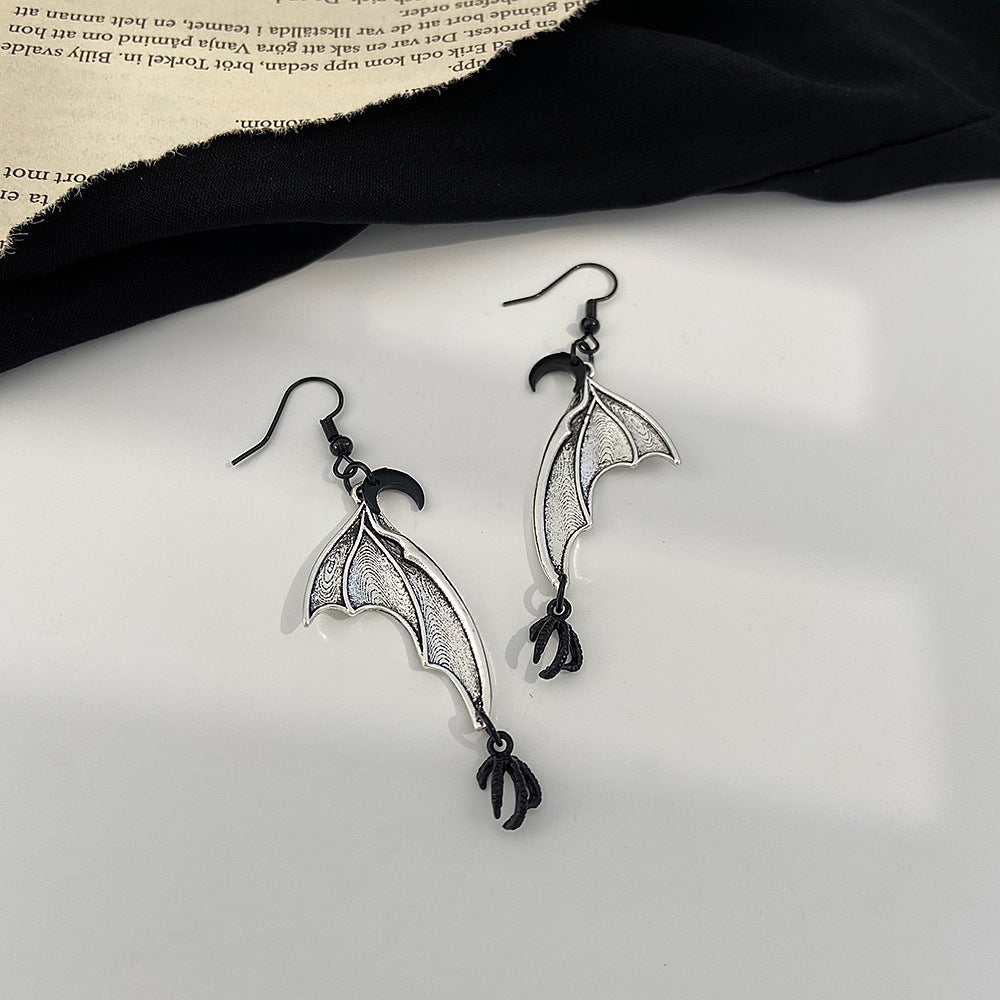 Boucles d'oreilles en forme de champignon à clip simple, ailes de chauve-souris gothiques pour femmes