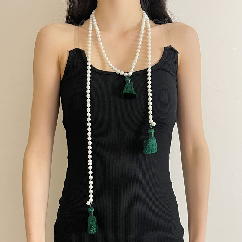 Wheat High Sense Retro National Style Long Classic Beaded Necklace