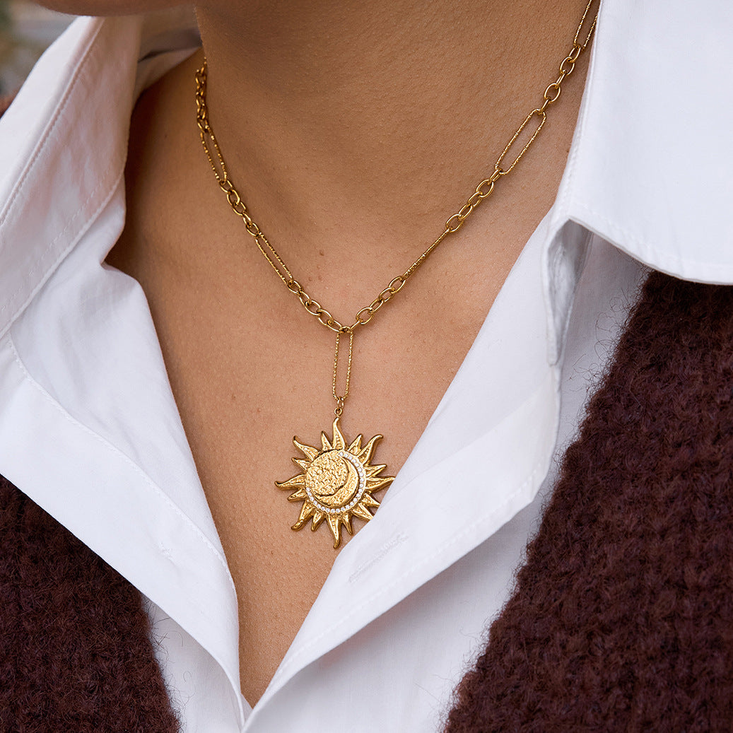 Light Luxury Minority Female Stainless Sun Jewelry Set