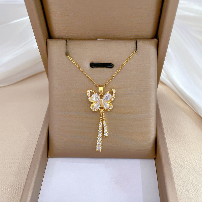 Women's Light Luxury Temperament Gorgeous Full Diamond Clavicle Chain Titanium Necklace