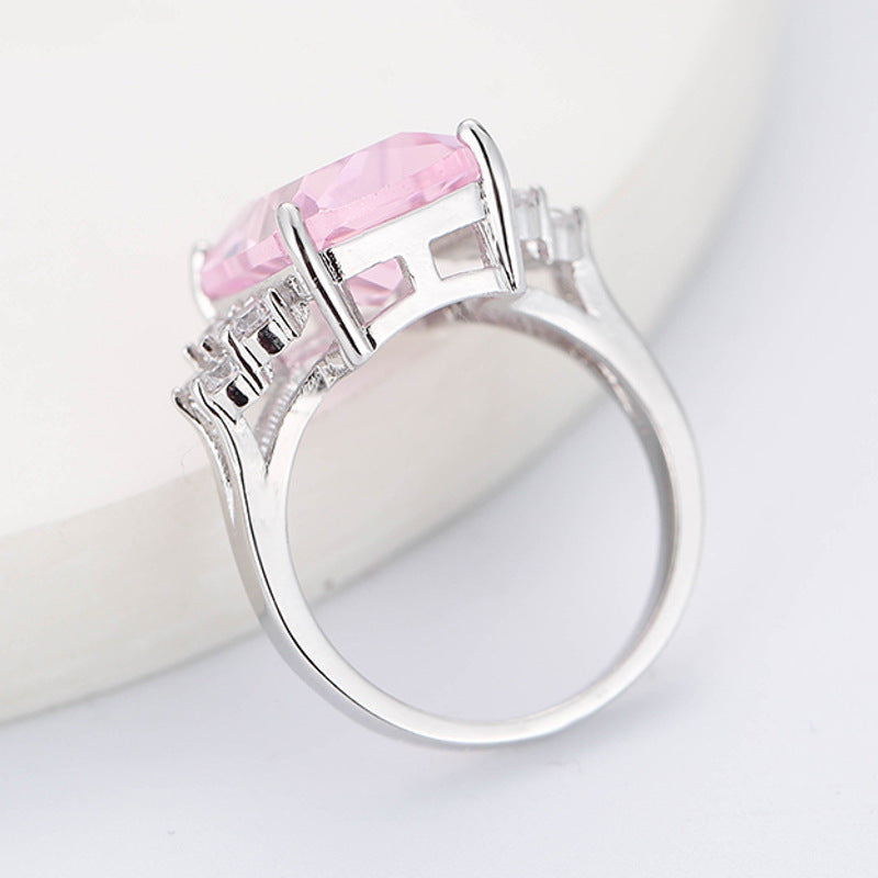 Plaid Fashion Simple Princess Square Zircon Rings