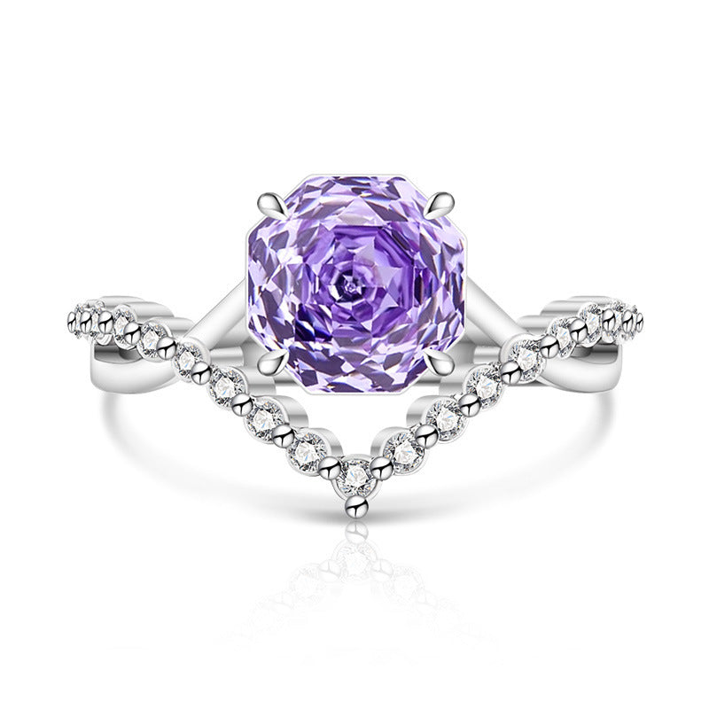Crown Rose Cut For Love Female Super Flash High Carbon Ring