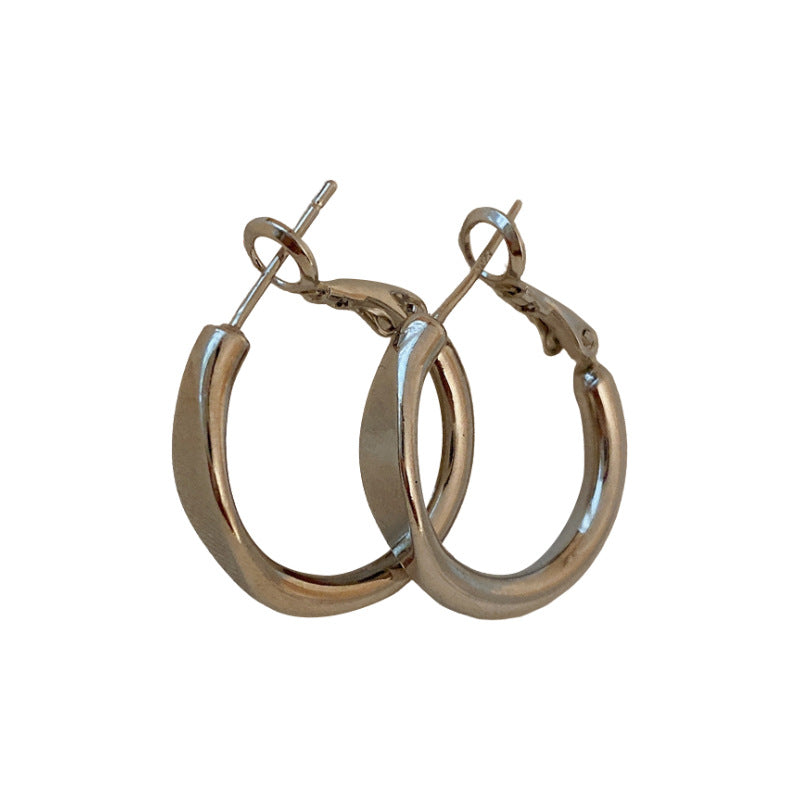 Sier Needle Simple Circle Metal Cold Earrings