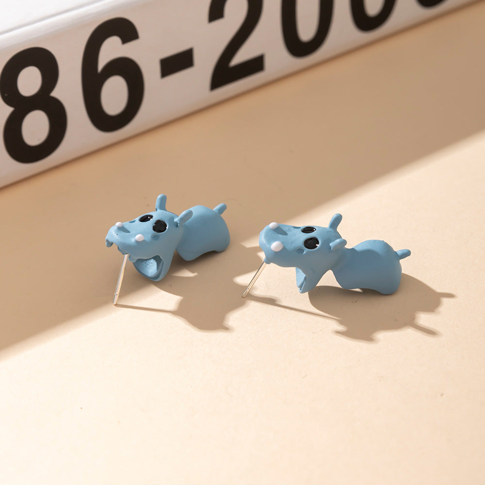 Women's Fashion Plastic Black White Pet Cat Stud Earrings